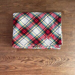 Talbots Fleece Blanket Throw Holiday Tartan Plaid Joy